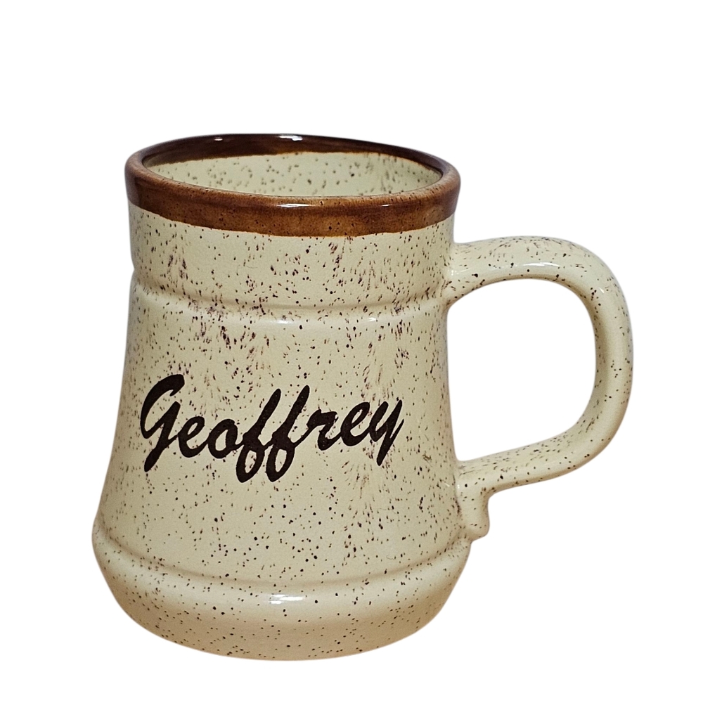 Vintage Speckled Prinknash Pottery England Geoffrey Name Mug